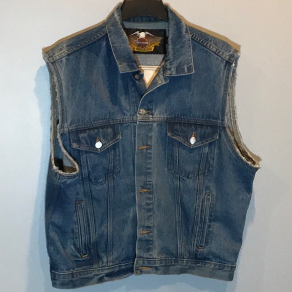 Harley-Davidson denim vest American flag large - Picture 4 of 10